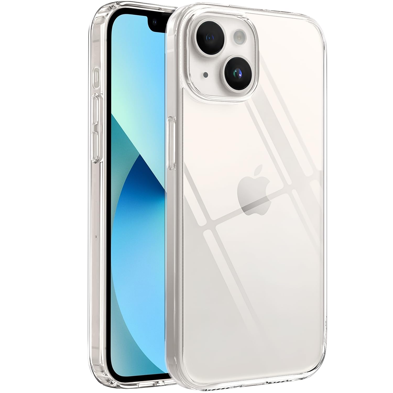 Minesk iPhone 13-14 ile Uyumlu Cyrstal Clear Şeffaf Silikon Kılıf Arkası Sert Polikarbonat Kenarları Yumuşak Tpu Silikon Premium Ultra Şeffaf Kılıf Kapak (Cyrstal Clear, 13-14)