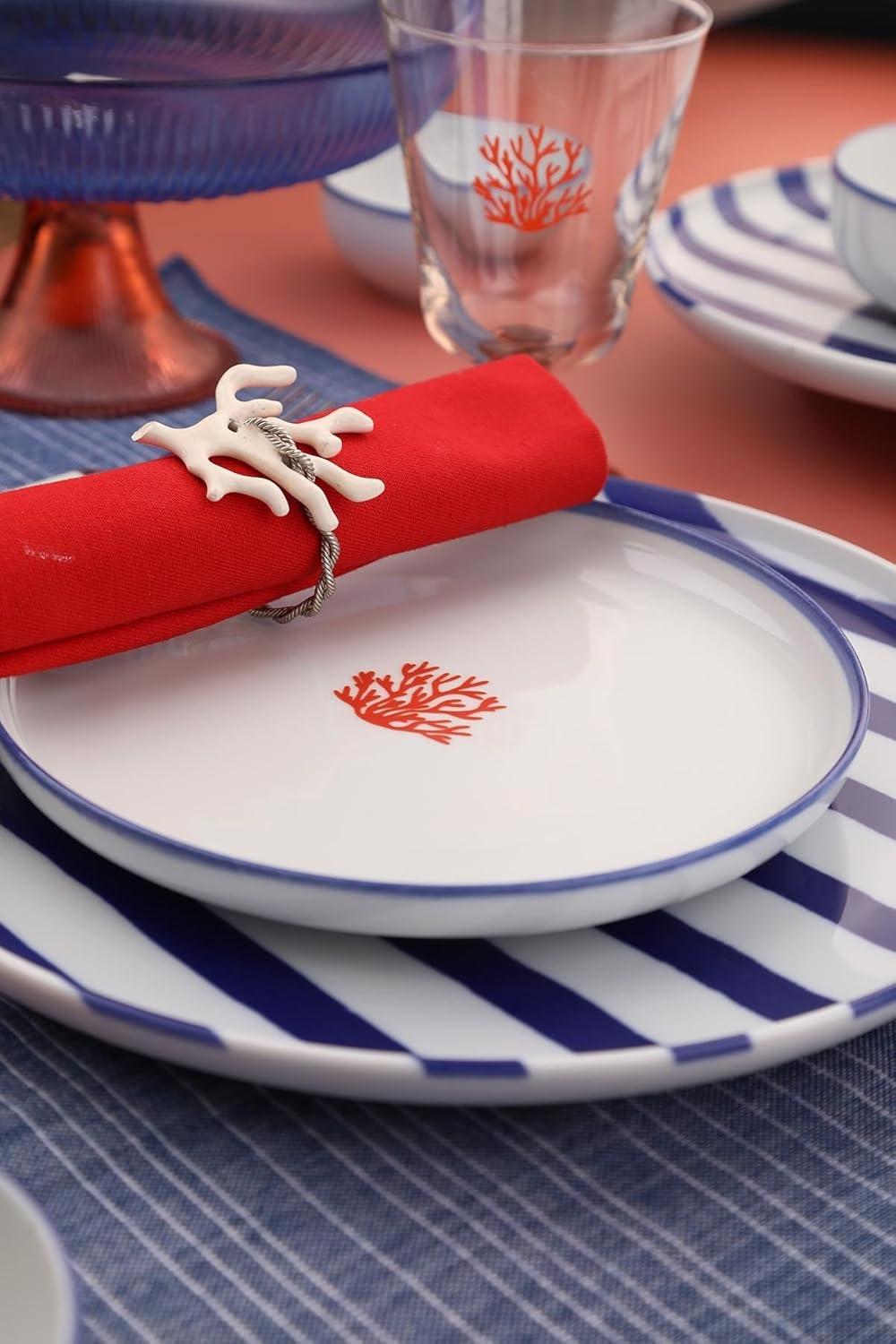 Kütahya Porselen Moderna 4 Parça 19 cm Düz Tabak Coral Paradise