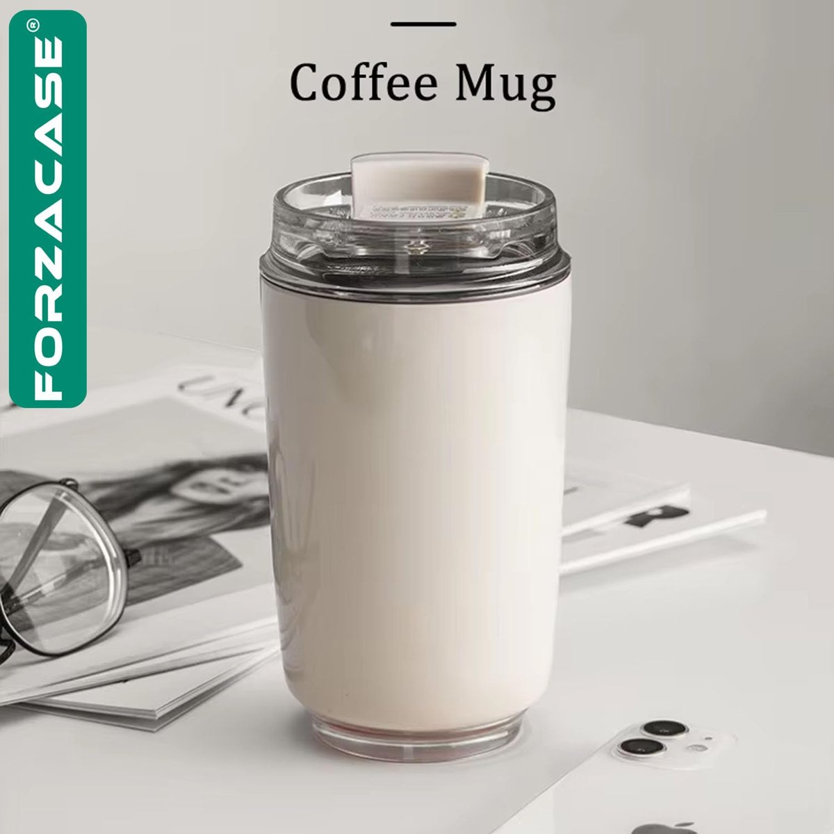 Çift Katmanlı Paslanmaz Çelik 240ml 6 Saat Sıcak Soğuk Tutan Bardak Termos Mug - FC845 (Bej)