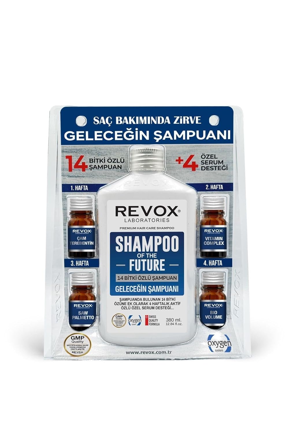 Revox Bitkisel Şampuan Ve Aktif Özlü 4 Adet Özel Destek Serumu Saç Bakım Seti Geleceğin Şampuanı