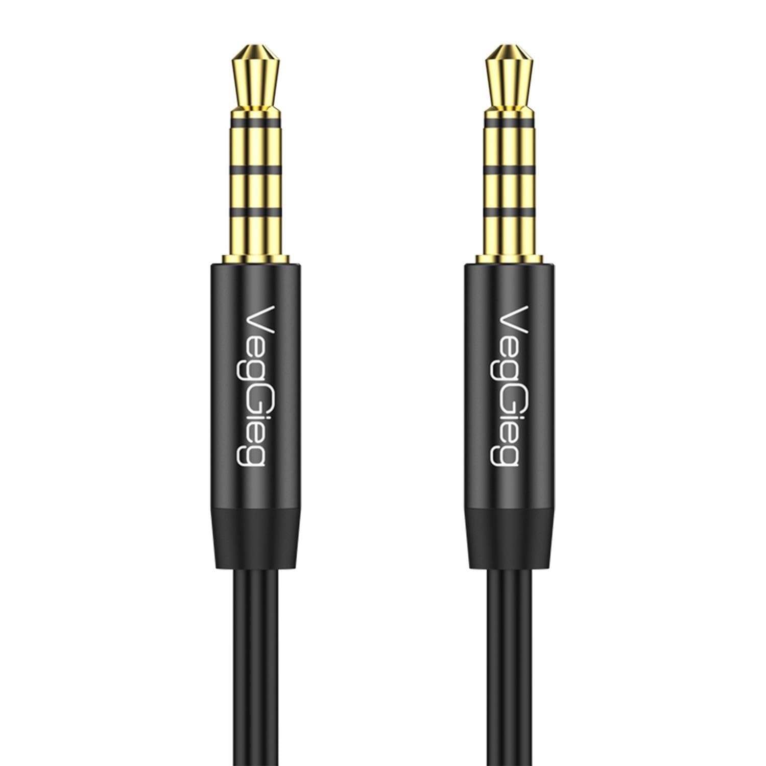 VegGieg 3.5mm Jack TRRS Hi-Fi Örgülü AUX Mikrofon ve Ses Kablosu 1 Metre