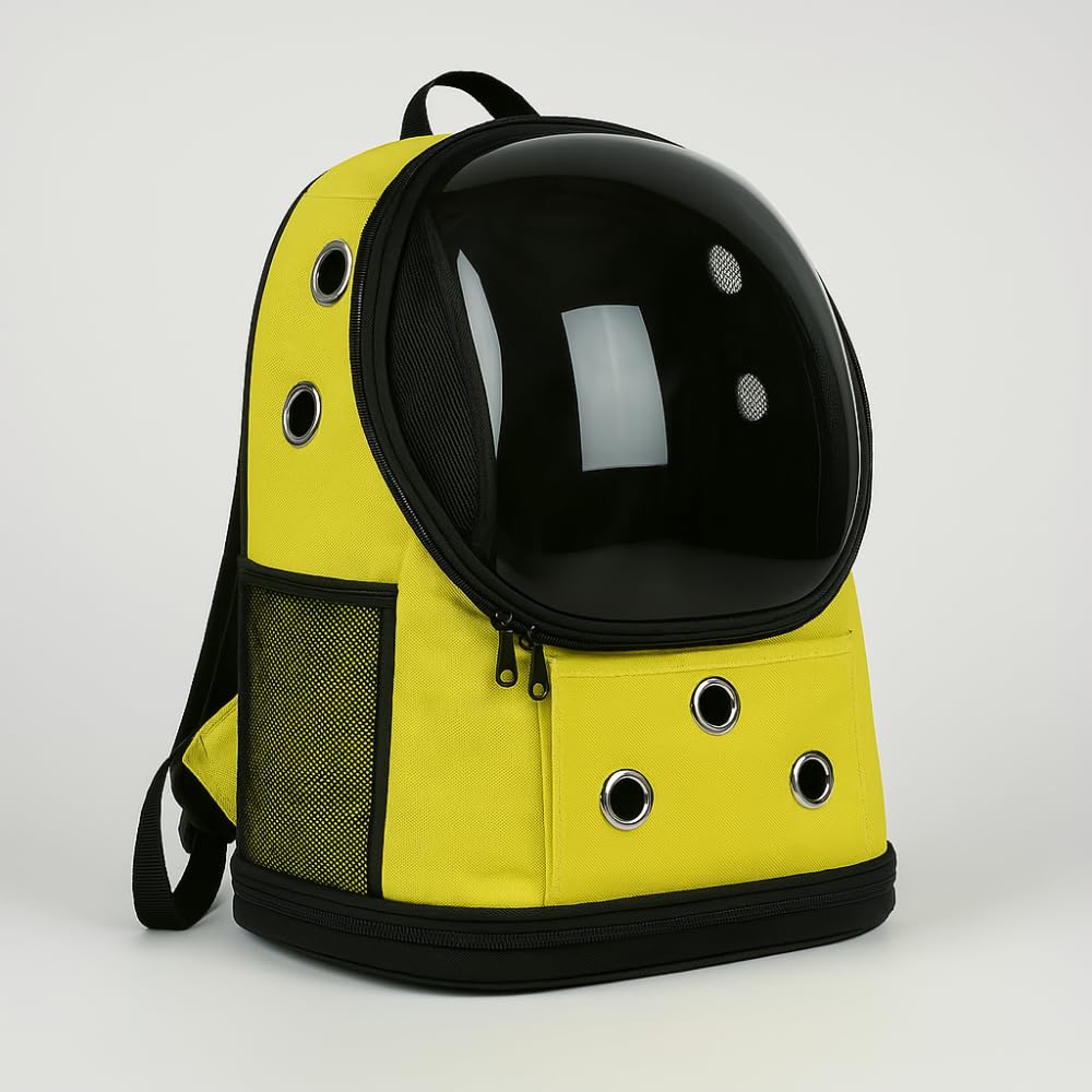 BEYLİNİ Fileli Şeffaf Yıkanabilir Evcil Hayvan Taşıma Çantası Uçuş Kurallarına Uygun Büyük Kedi Küçük Köpekler İçin Seyahat Çantası (Sarı)