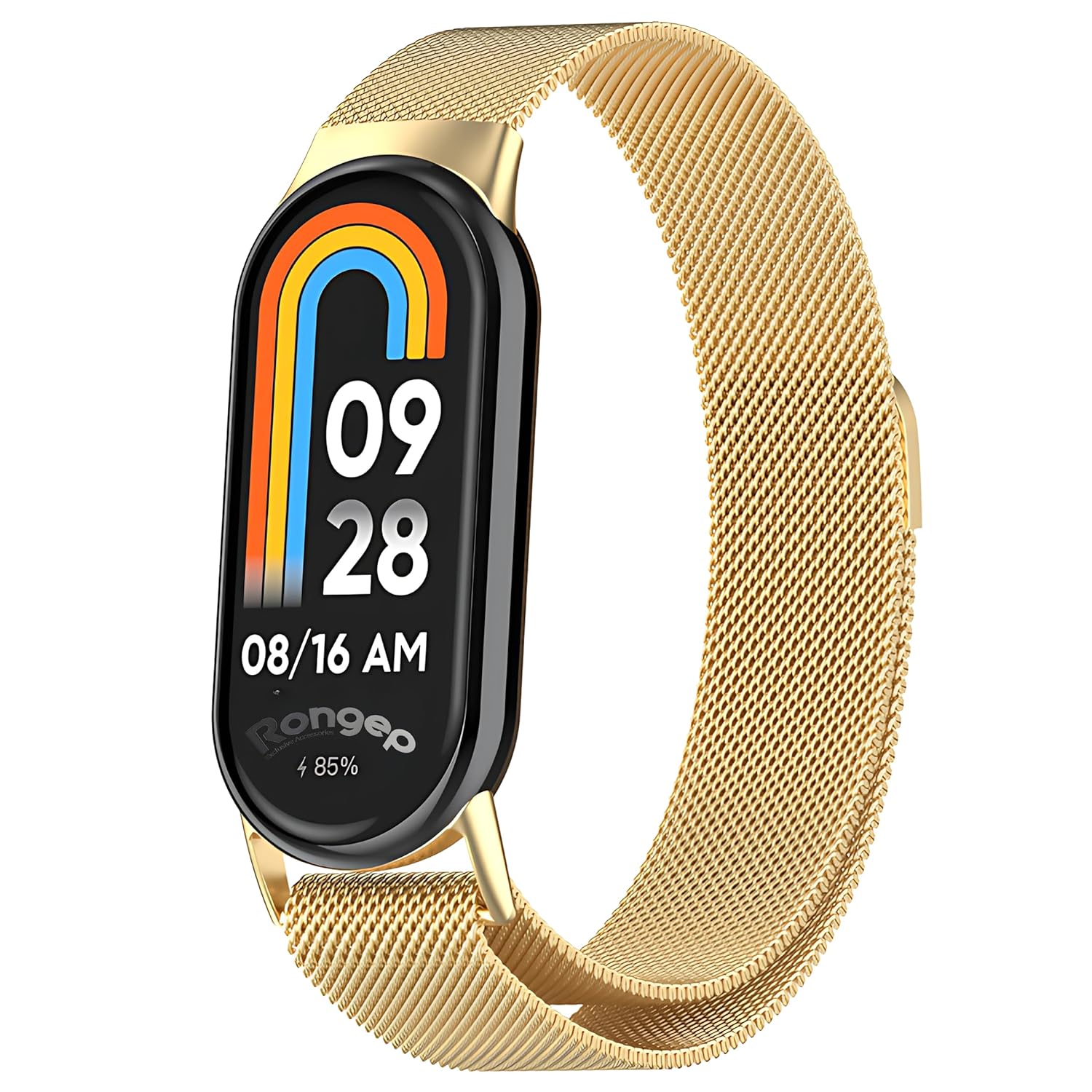 Rongep Xiaomi ile Uyumlu Mi Band 10/9/8 İçin Milano Loop Metal Hasırlı Kordon Manyetik Tasarımlı Terletmeyen Hafif Yapılı Bileğe Göre Ayarlanabilen Deformasyona Dayanıklı Paslanmaz Kayış (Siyah)