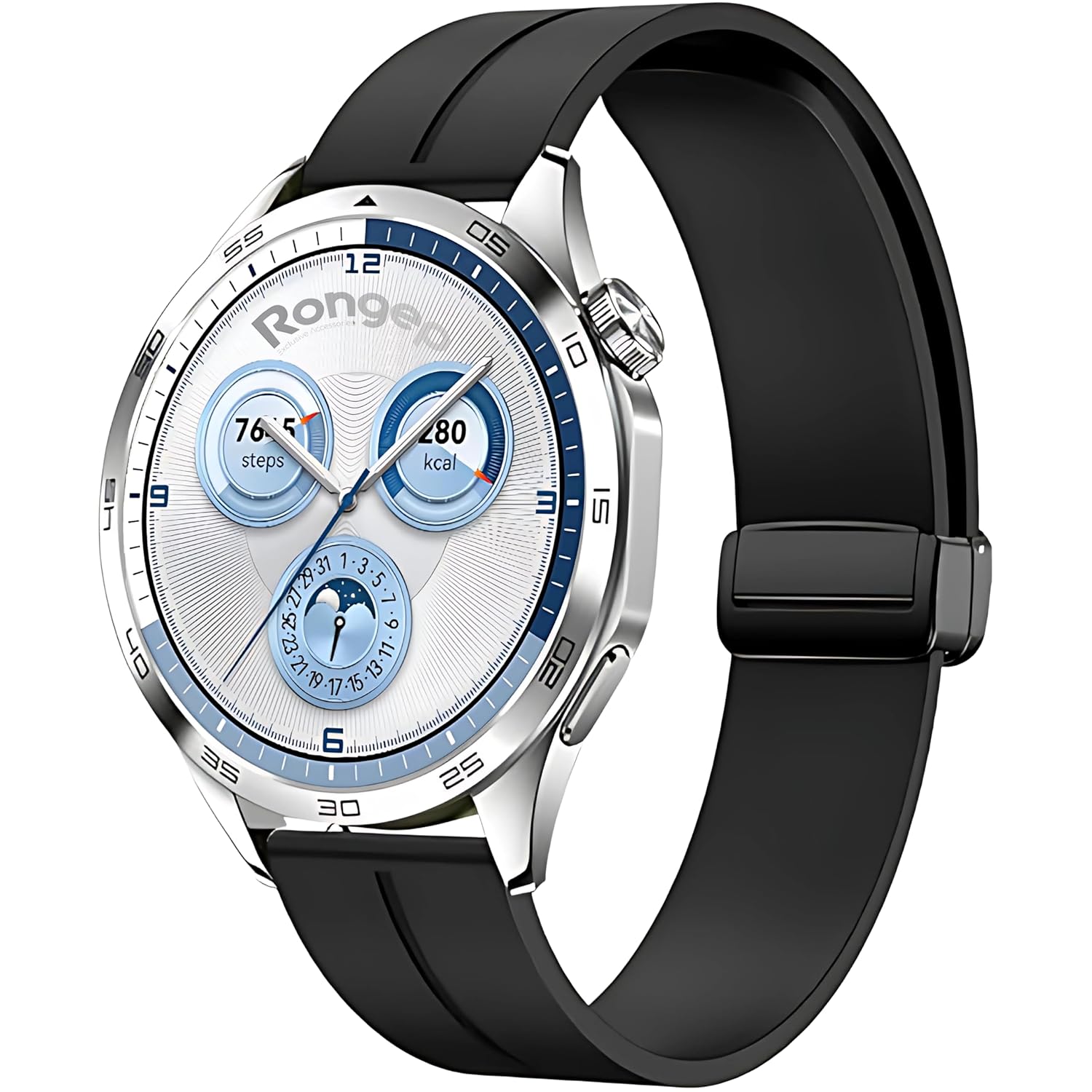 Rongep Ayarlanabilen Manyetik Tokalı 22mm Kordon Huawei ile Uyumlu Watch GT5/GT5 Pro/GT4/Watch 4 Pro/GT3/GT3 Pro/GT2/GT2 Pro 46mm İçin Esnek ve Dayanıklı Pürüzsüz Dokulu Yumuşak Silikon Kayış