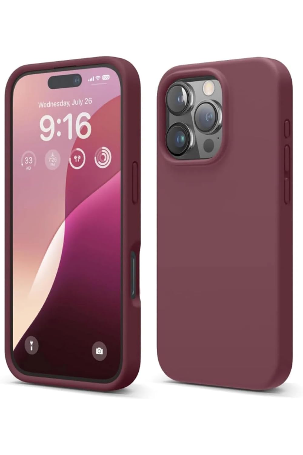 GGM AKSESUAR iPhone 16 Pro Max ile Uyumlu İçi Kadife Dışı Mat Yapıya Sahip Koruma Sağlayan Lansman Silikon Kılıf (Bordo)