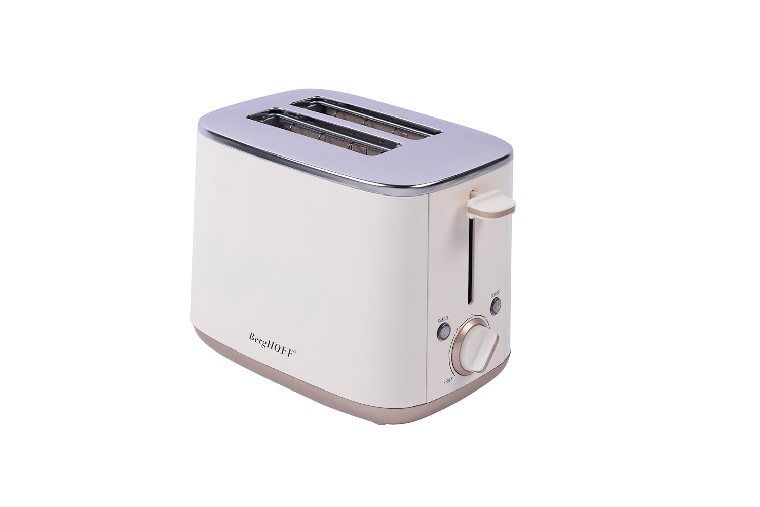 BergHOFF Gem Pearl 2 Dilim Ekmek Kızartma Makinesi – 1000 W, Paslanmaz Çelik | Vanilya Krem