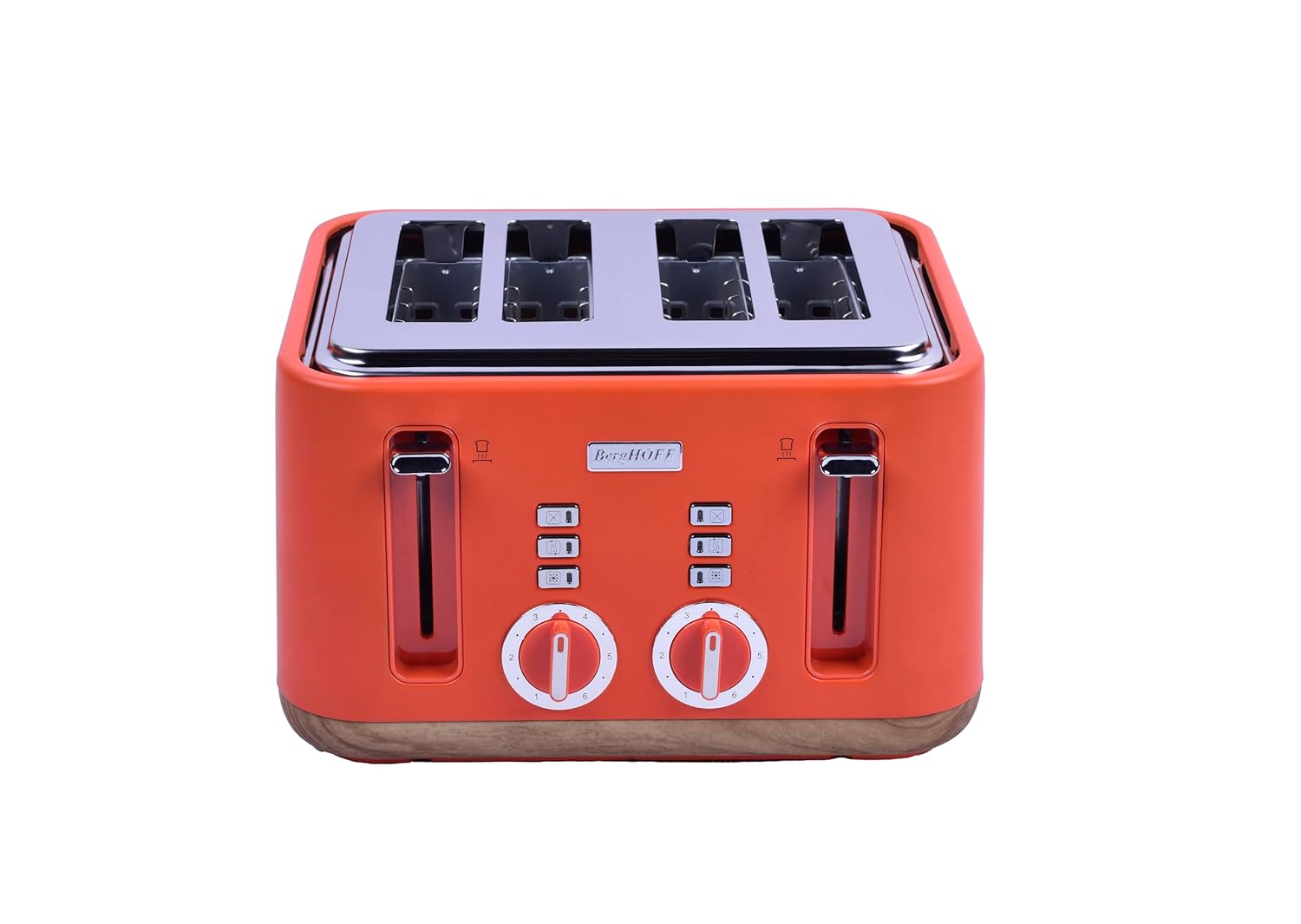 BergHOFF Gem Natural 4 Dilim Ekmek Kızartma Makinesi – 1630 W, Çift Kontrol Paneli, Paslanmaz Çelik | Turuncu