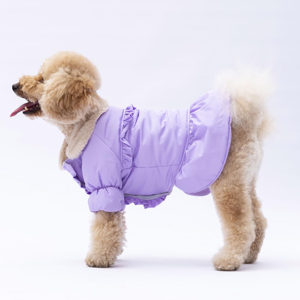 Pawstar Lila Elizabeth Polarlı Su Geçirmez Küçük Irk Köpek Yağmurluğu (L)