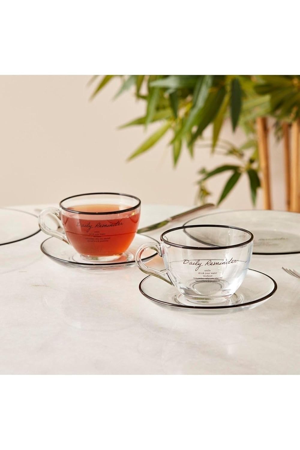 Bella Maison Daily Reminder 2'li Çay Fincan Seti Siyah (240 cc)