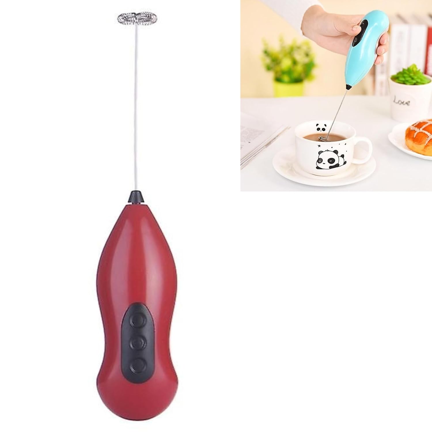 Pilli Süt Köpürtücü – Cappuccino ve Latte için Kahve Köpürtücü ve Köpük Yapıcı Çırpıcı