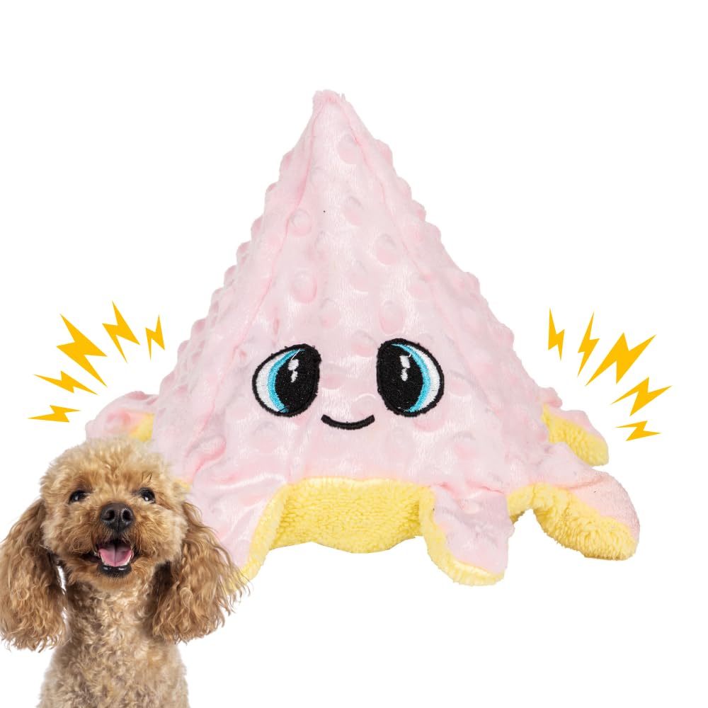 Proud Wave Ahtapot Köpek Oyuncağı Peluş Zilli Vikvikli Çift Taraflı Çekiştirme Oyuncağı (PEMBE-SARI)