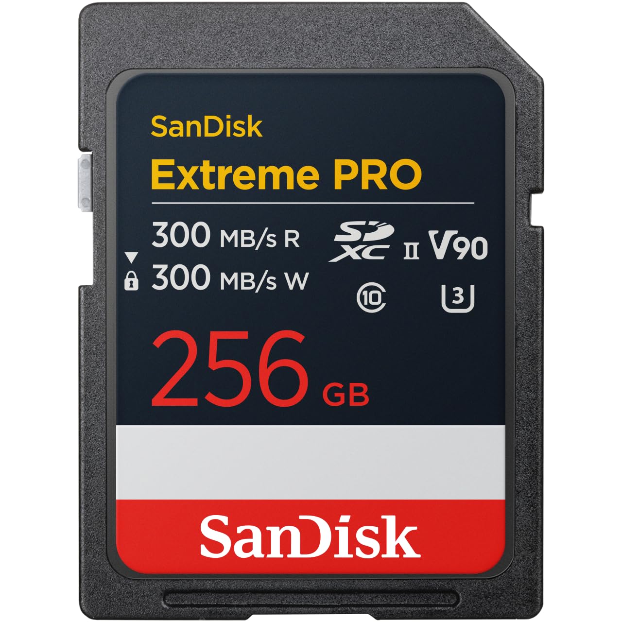 SanDisk Extreme PRO 256 GB SDXC UHS-II kart, 300 MB/sn'ye kadar okuma hızı ve yazma hızı, V90, 8 K kartın profesyonel performans verileri 8K videoların kaydedilmesini sağlar