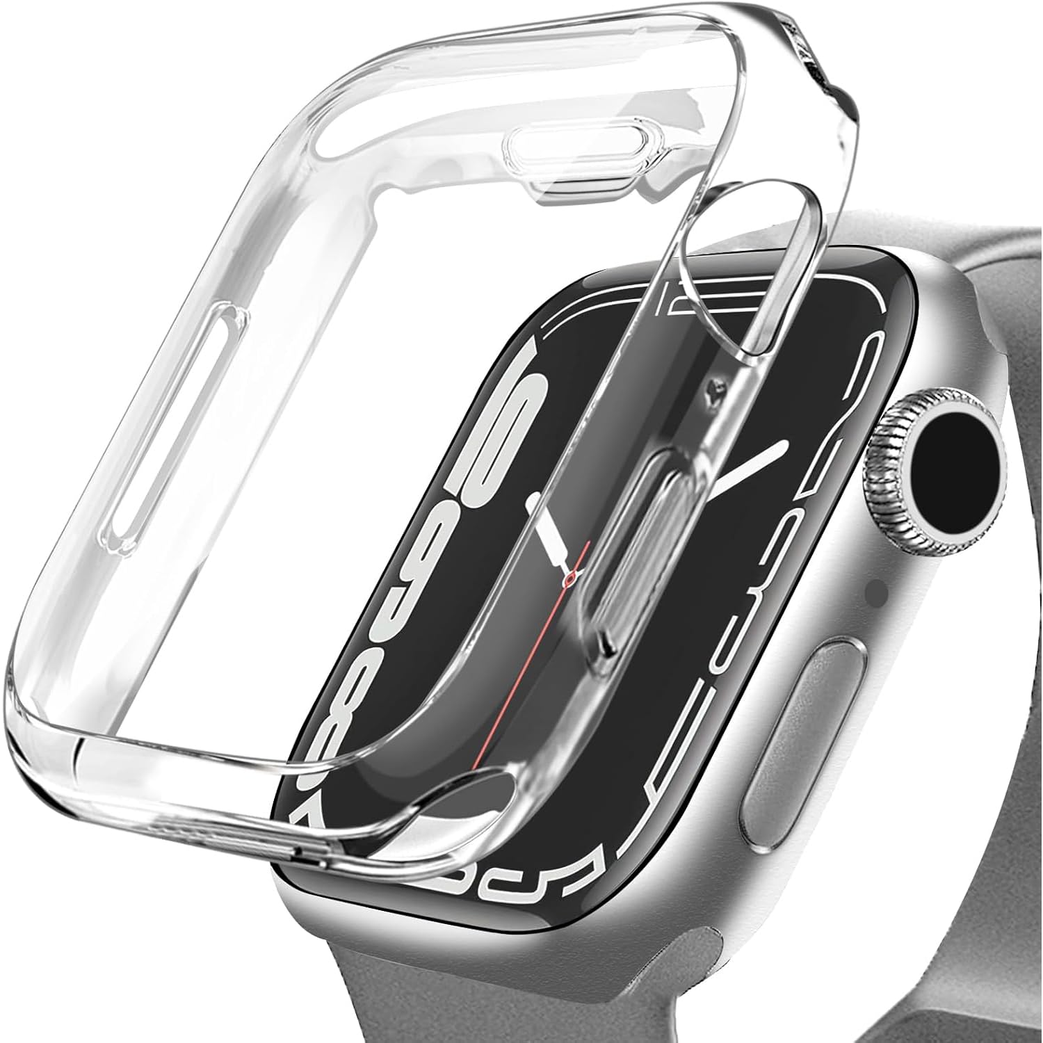 Coverzone Apple Watch ile Uyumlu Series 10 Şeffaf Kılıf Ekranı Tam Kapatan Silikon Yapılı Ekran Koru