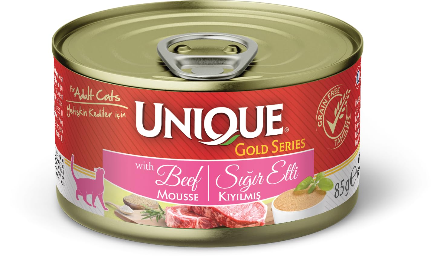 Unique Gold Series Cat Mousse With Beef 85 Gr