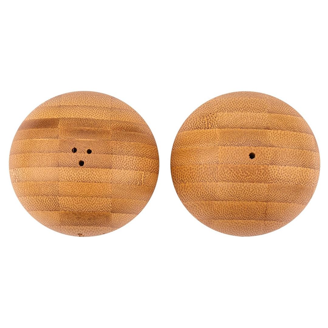 renovon Bambu Top Tuzluk ve Biberlik 2'li Set, Küre Şeklinde Bambudan Ahşap Tuzluk Biberlik Seti ikili - Şirin Mutfak Dekorasyonu, Açık Kahverengi Evde Restaurantta Lokantada Dayanıklı Şık Kullanım