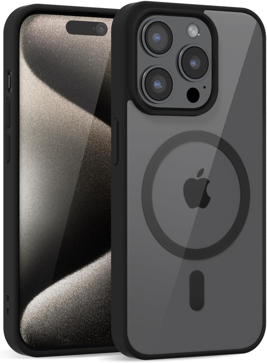 HARVORTEZ, iPhone 13 Pro Max, MagSafe ile Uyumlu Güçlü Manyetik Kılıf, Şeffaf SARARMAZ Arka Kapak, Gerçekçi Tuş Basım Hissi, Kaymaz Yüzey, Çevre Dostu, Köşe Korumalı, Premium Case (Siyah)