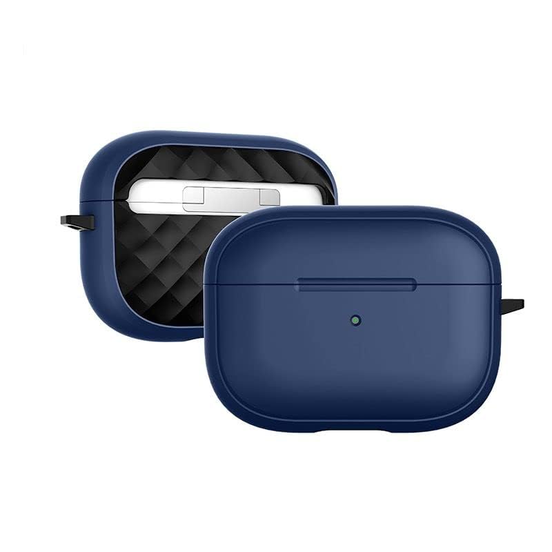 Minesk Airpods Pro 2. Nesil ile Uyumlu Dış Yüzeyi İpeksi Silikon Arka Yüzeyi 3D Polikarbonat Airpods Kılıfı Darbeye Dayanıklı Kapak (Lacivert-Siyah, Airpods Pro 2. Nesil)