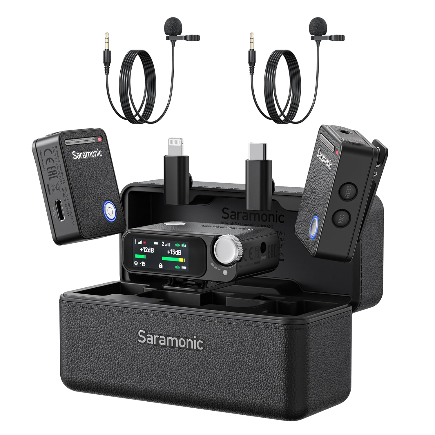Saramonic Ultra Kablosuz Yaka Mikrofon, 32-Bit Float Kayıt, Zaman Kodu Senkronizasyonu, Gürültü Engelleme, IPX5 Su Direnci, 984' Aralık, 130dB SPL, Kameralar, Akıllı Telefonlar, Bilgisayarlar için