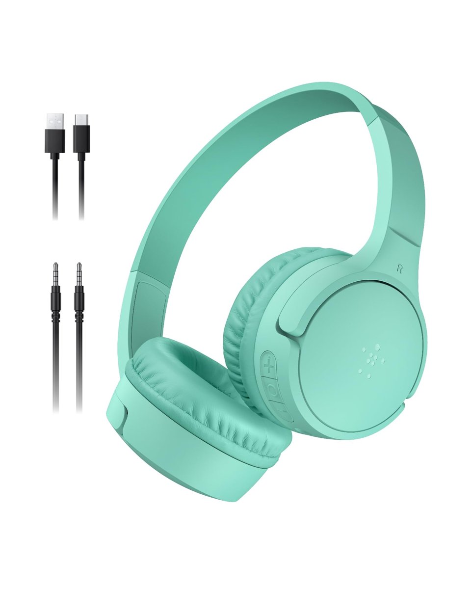 Belkin SoundForm Mini Çocuk Kablosuz Kulaklık – Dahili Mikrofon, 30 Saat Çalma, Eğlenceli Çıkartmalar, Okul, Seyahat, iPhone, iPad, Galaxy için Kulak Üstü Tasarım