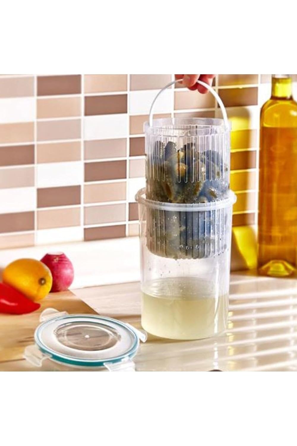 5DM Zeytin Turşu Sebze Yıkama Kutusu Klipsli Kapaklı Saklama Kabı