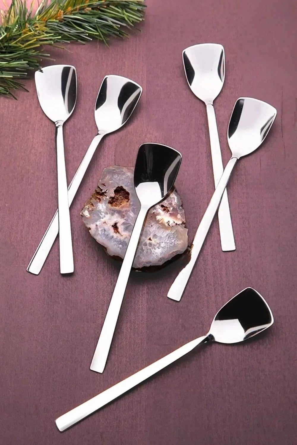 Kt HOME Dondurma Kaşığı Paslanmaz Çelik Lüx Dondurma Ve Tatlı Kaşığı Seti 6'lı (6 ADET) Sufle Kaşığı