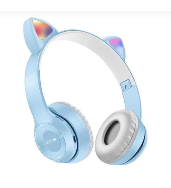 HEARTZ KEDİ KULAKLI RENKLİ BLUETOOTH HD SES KALİTELİ DAHİLİ MİKROFONLU HAFIZA KART GİRİŞLİ 5.0 WİRELESS 6 AYRI RENK BLUETOOTH KULAKLIK (TURQUAZ MAVİSİ)