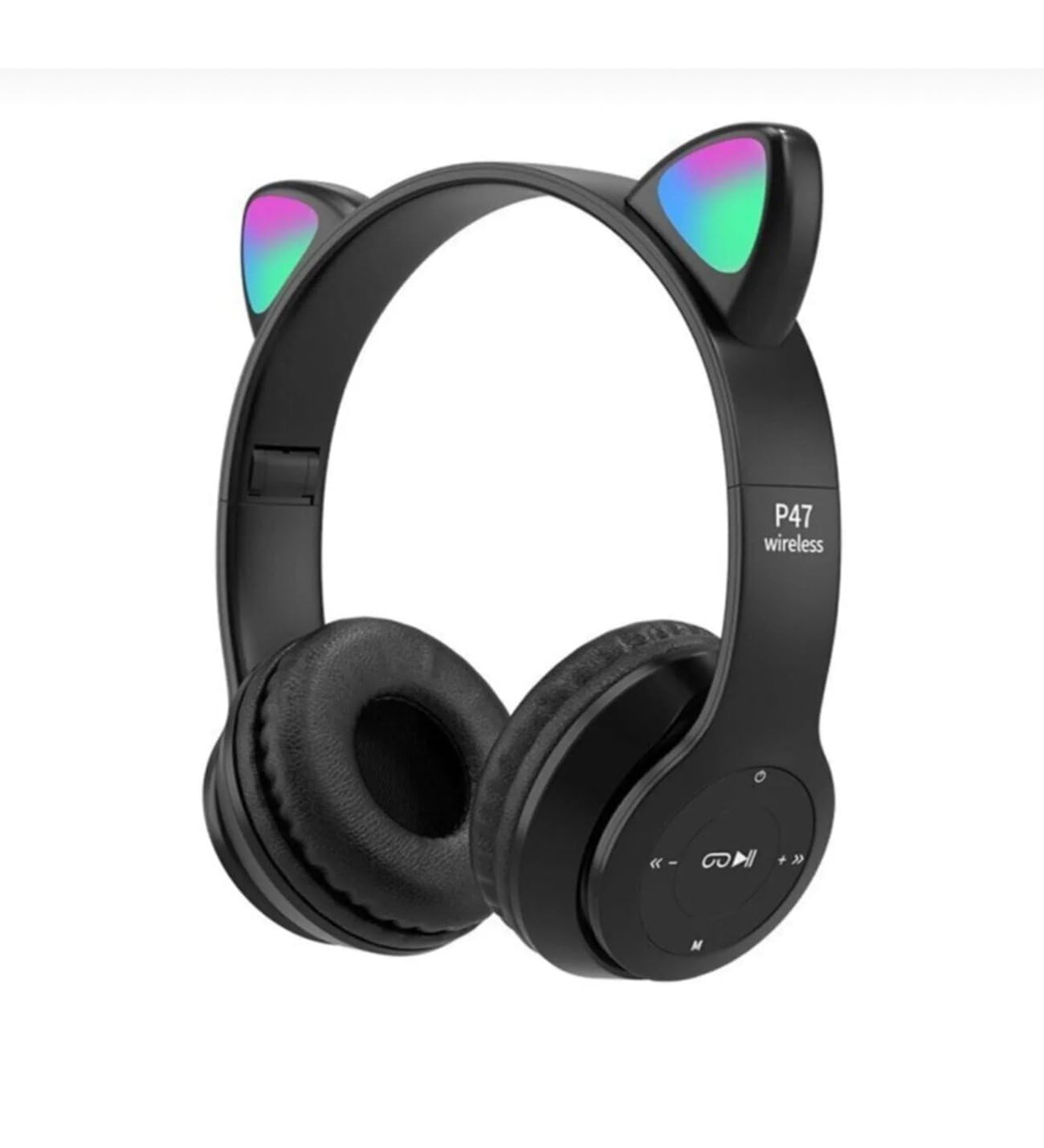 HEARTZ KEDİ KULAKLI RENKLİ BLUETOOTH HD SES KALİTELİ DAHİLİ MİKROFONLU HAFIZA KART GİRİŞLİ 5.0 WİRELESS 6 AYRI RENK BLUETOOTH KULAKLIK (SİYAH)