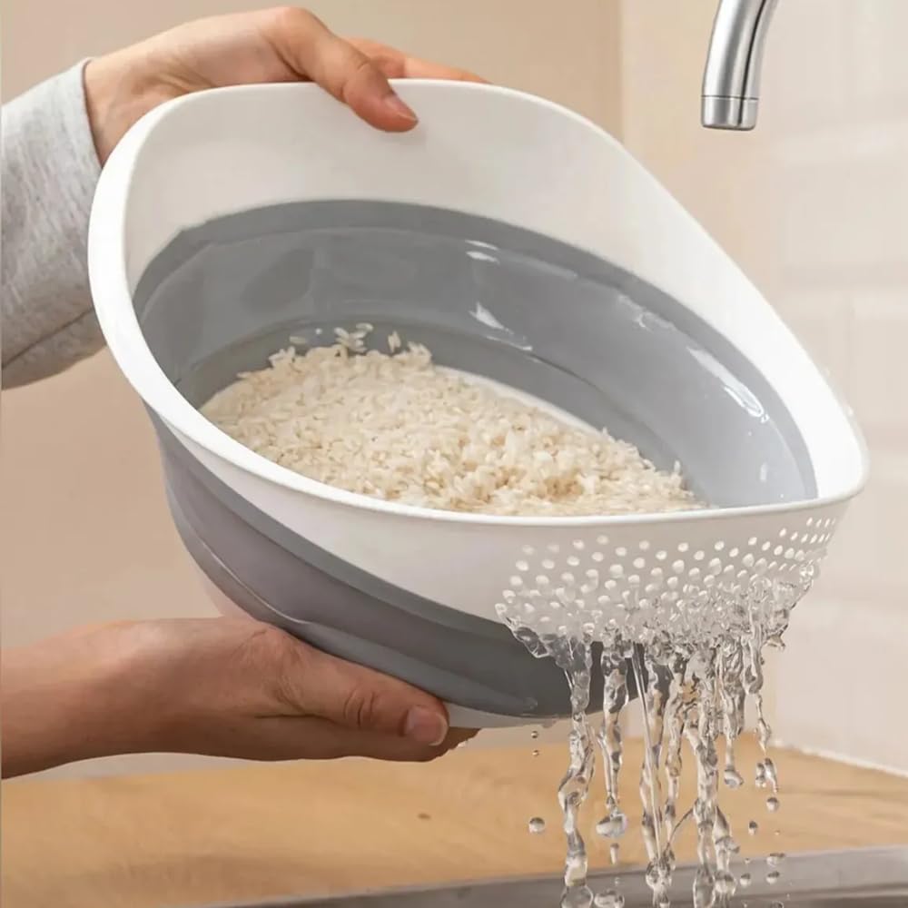 Arsimo Katlanabilir Akordiyonlu Süzgeç, Mutfak Pirinç Meyve Sebze Süzgeci, BPA İçermez, 30 x 25 x 15,5 cm