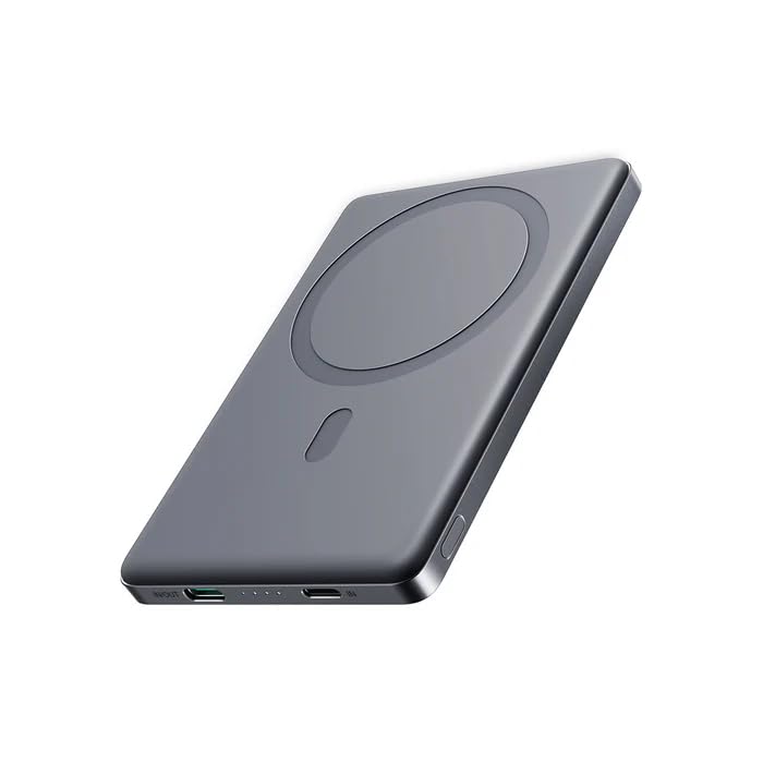 Joyroom JR-PBM08 20W 5000mAh Ultra İnce Metal Manyetik Kablosuz Power Bank - Uzay Grisi