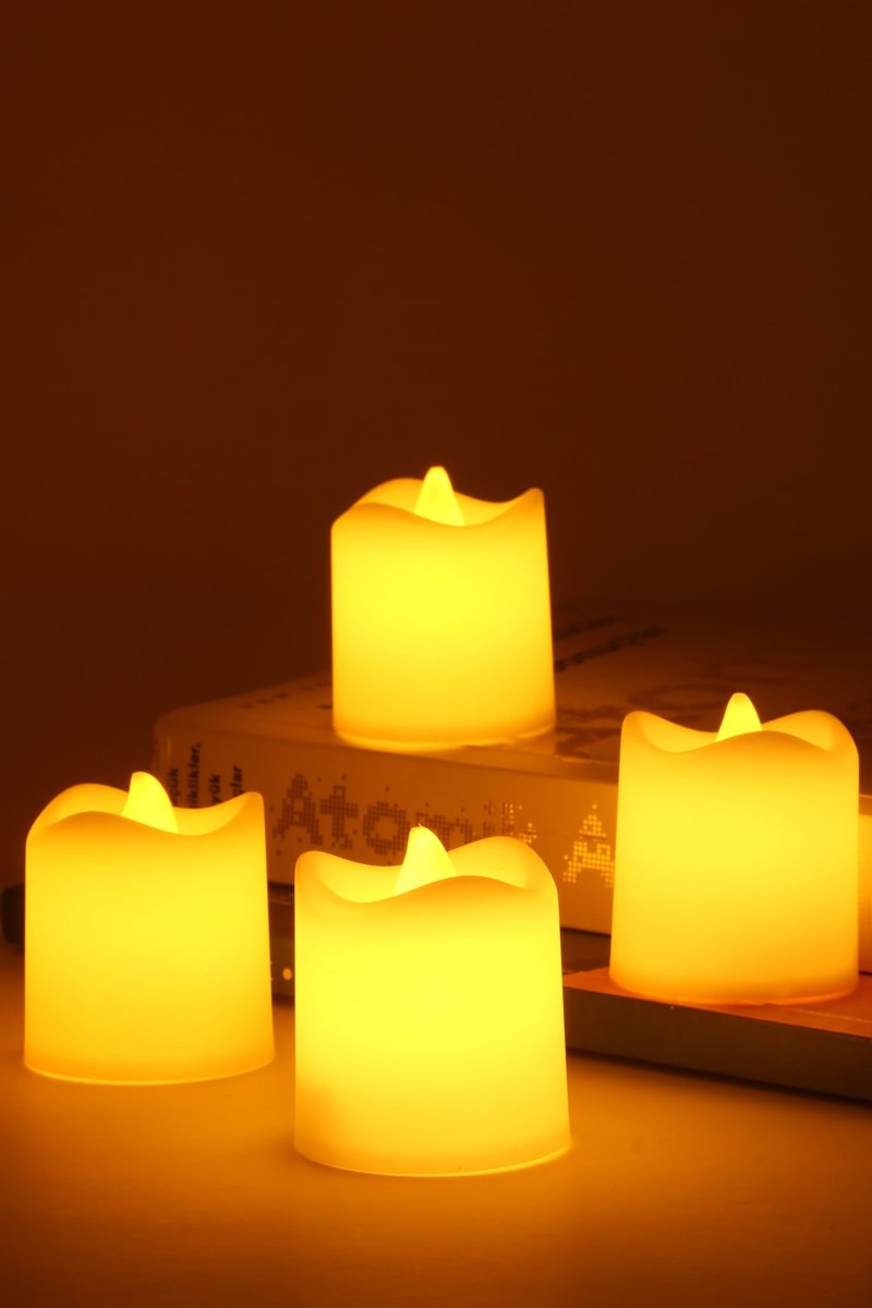 Telvesse 4 Adet Mini Led Mum Seti Pilli Dumansız Alevli Ledli Dekoratif Yapay Mum Dekor Işığı (4 Adet (Mat Beyaz 4,5 cm))