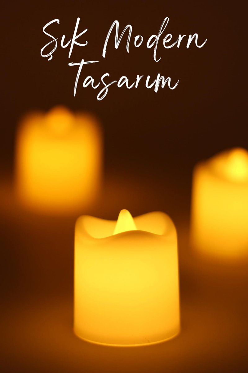Telvesse 4 Adet Mini Led Mum Seti Pilli Dumansız Alevli Ledli Dekoratif Yapay Mum Dekor Işığı (4 Adet (Mat Beyaz 4,5 cm))