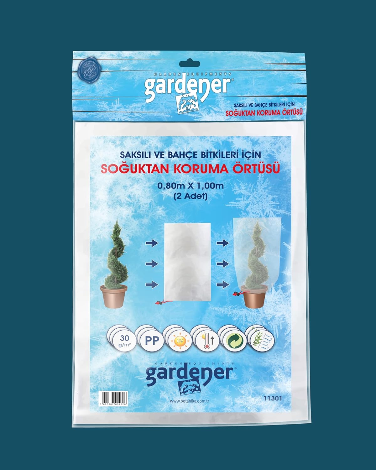 Gardener 11301 Saksılı Bitkiler Için Soğuktan Koruma Örtüsü 30 G - 0,8 M X 1 M (Paket Içeriği 2 Adettir)