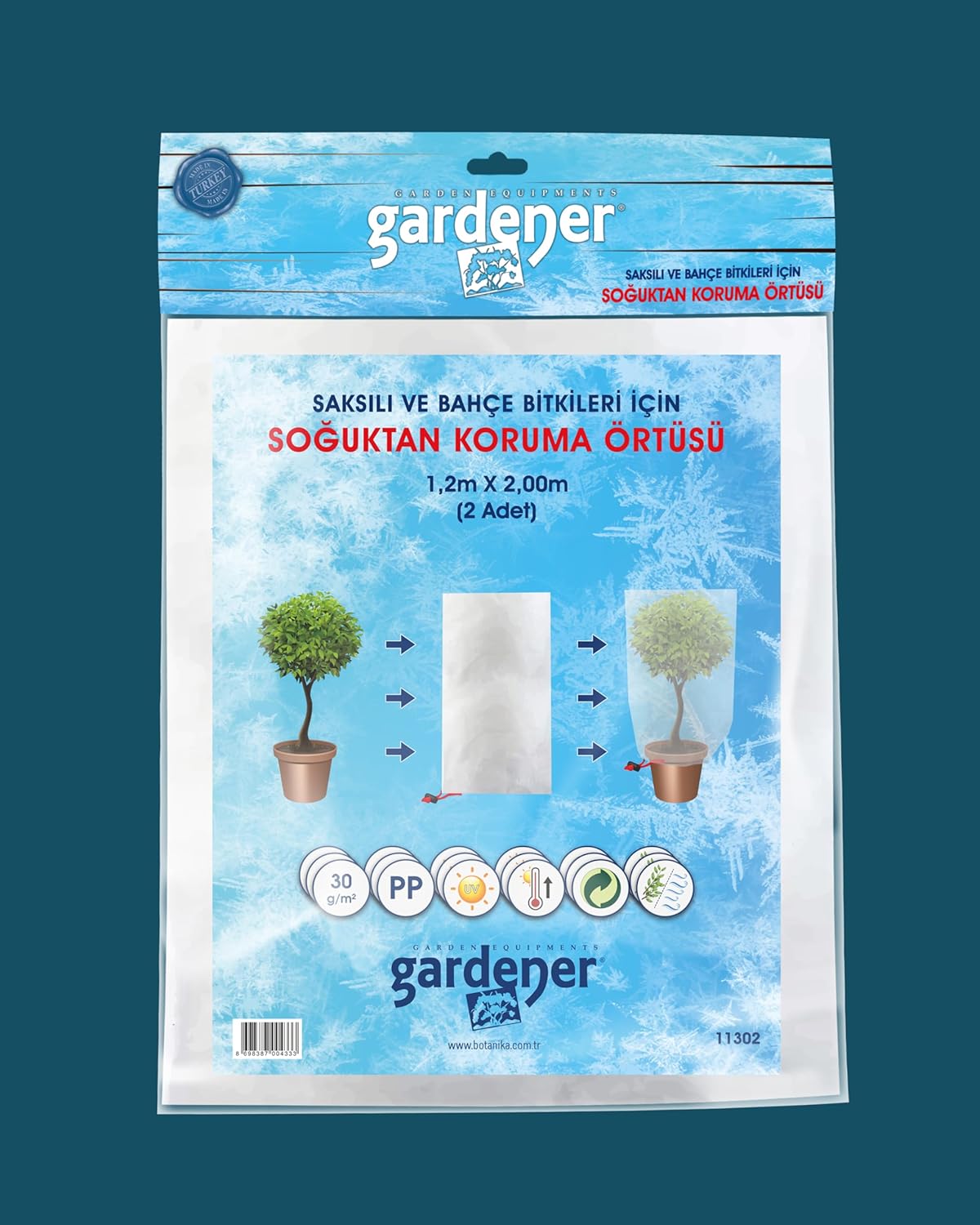 Gardener 11302 Saksılı Bitkiler Için Soğuktan Koruma Örtüsü 30 G - 1,2 M X 2 M (Paket Içeriği 2 Adettir)