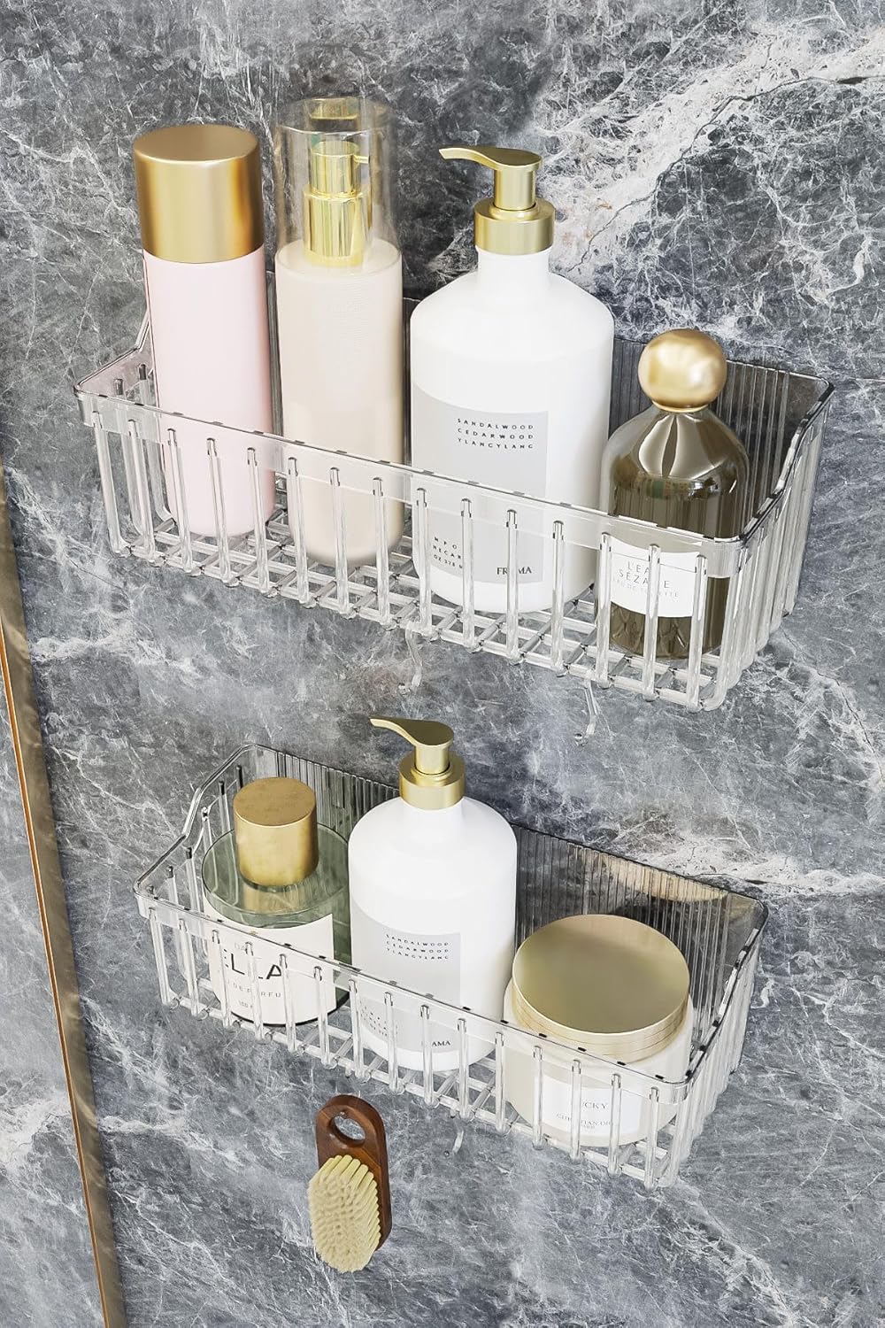 ATA HOME Banyor Yapışkanlı Banyo Rafı, 2'li Banyo Düzenleyici Organizer Banyo Duş Rafı Şampuanlık, Plstik