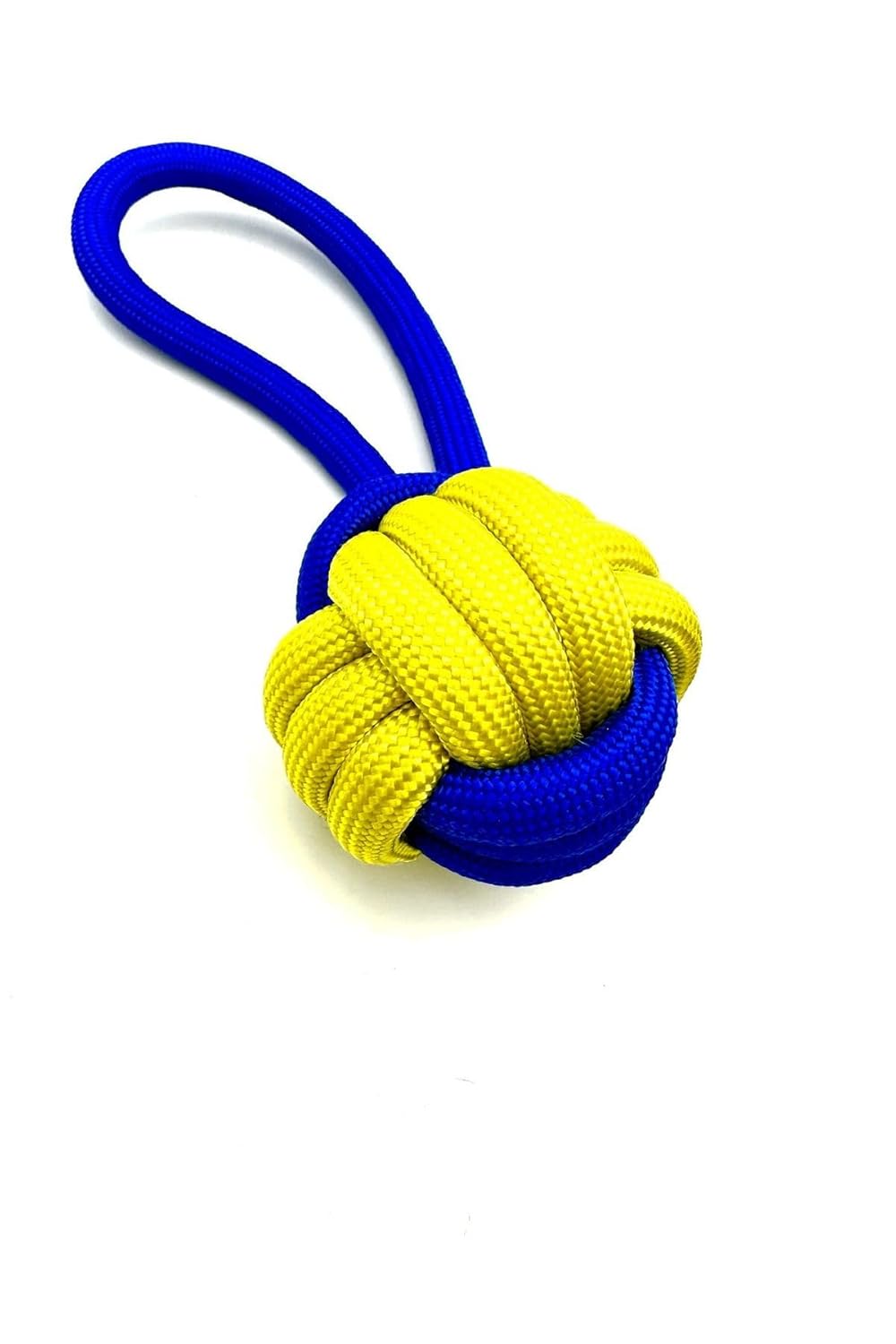 Tasma Market Sağlam Diş İpli Köpek Stres Topu Oyuncağı Sarı-Lacivert
