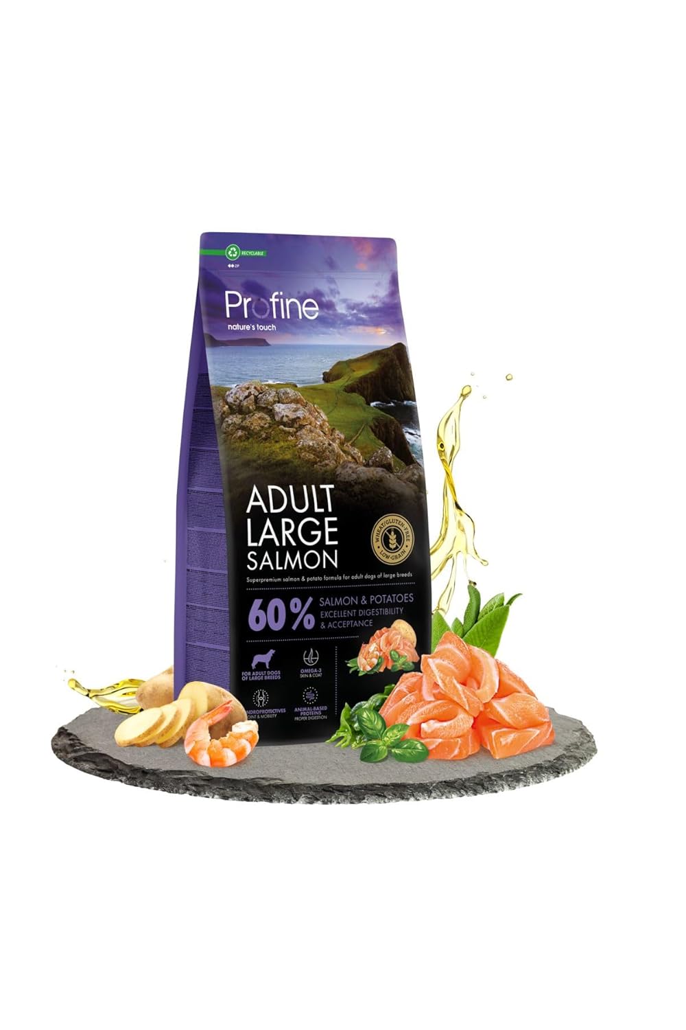 Profine 12kg Gluten Free Adult Large Salmon Glutensiz İri Irk Somon Etli Yetişkin Köpek Maması