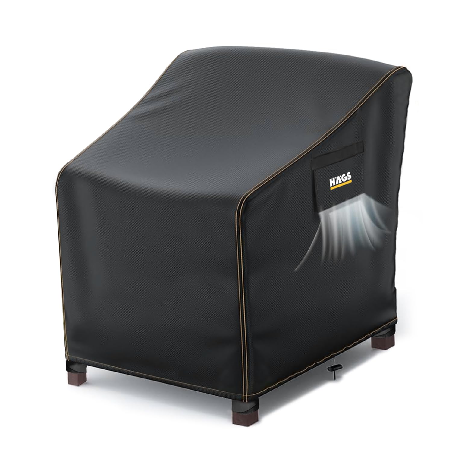 Haegs Tek Kişilik Bahçe Koltuk Örtüsü, Koruma Kılıfı, Su Geçirmez Açık Hava Bahçe Mobilya Kılıfları, Dış Mekan Sandalye Kılıfı Örtü Branda, Ağır Hizmet Tipi, 80-85-90cm - Siyah