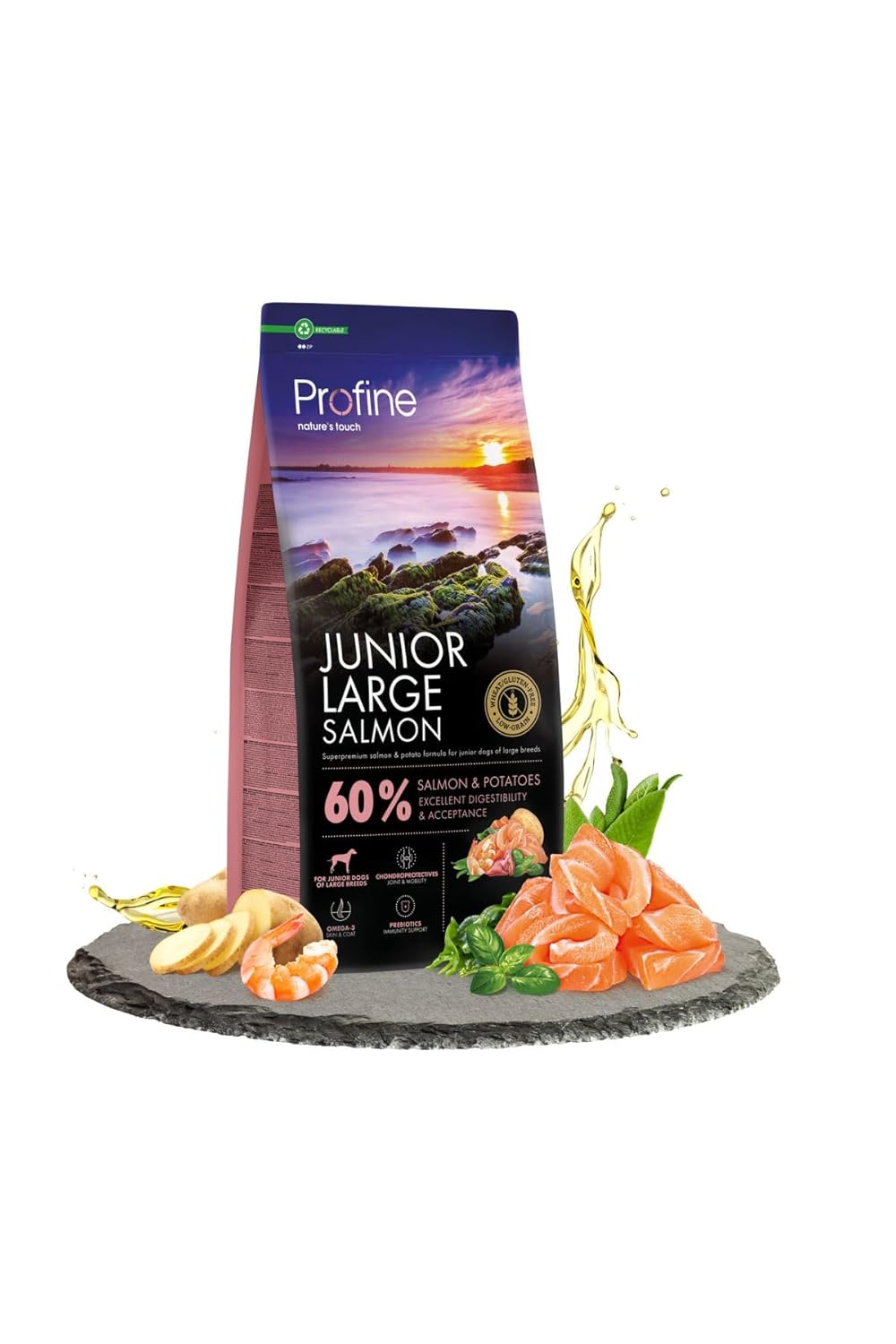 Profine 12kg Gluten Free Junior Large Salmon Glutensiz İri Irk Somon Etli Yavru Köpek Maması