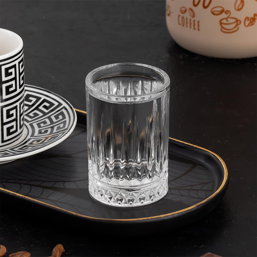 Porsima Glasya 6'lı Kahve Yanı Bardak Seti Cam Su Bardak Seti Kahve Yanı Mini Meşrubat Bardağı Shot Bardağı 65 Ml
