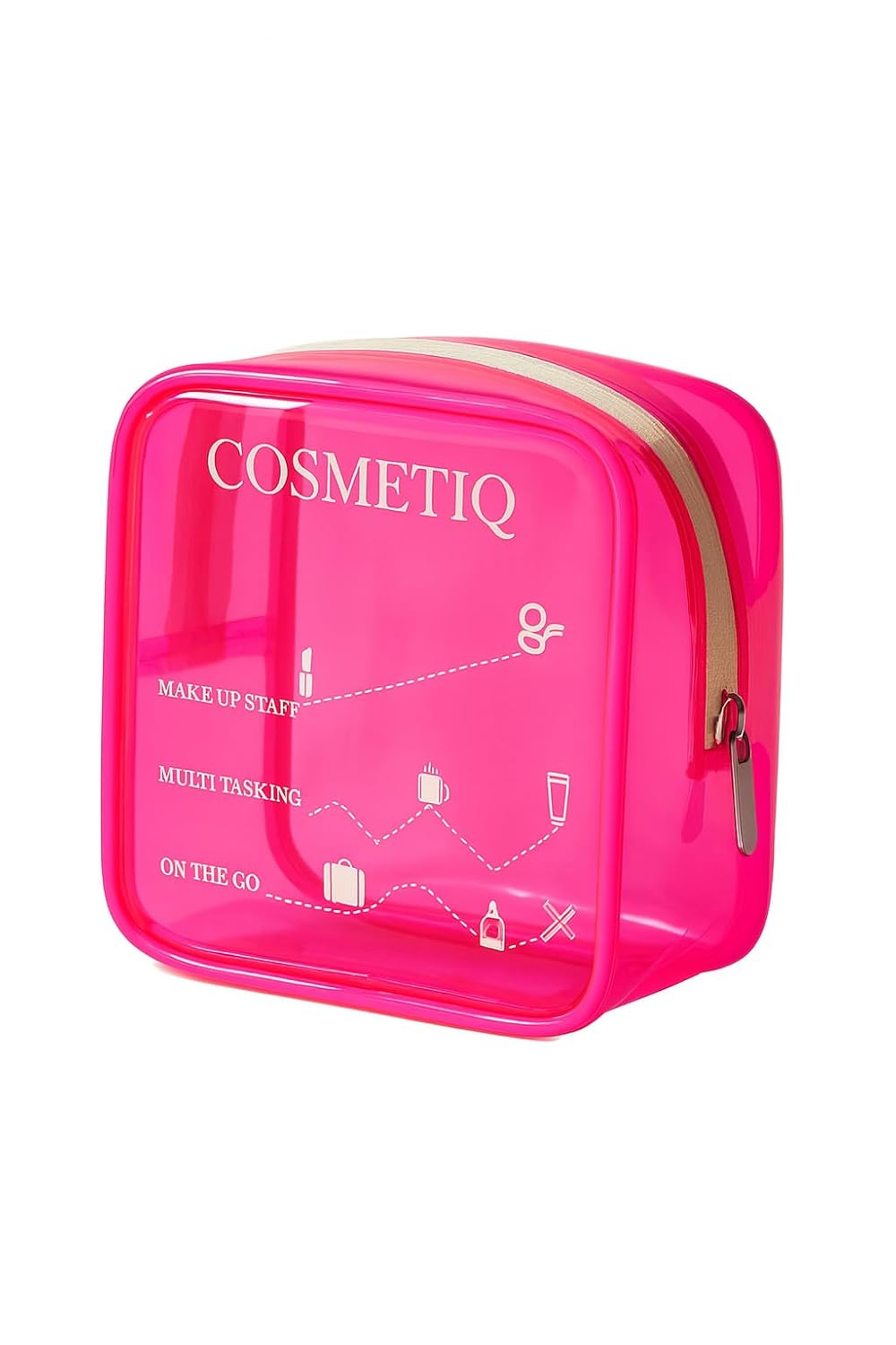 Pazar Kapısı Şeffaf Makyaj Malzemeleri Çantası Mini Organizer Poschette (Pembe)