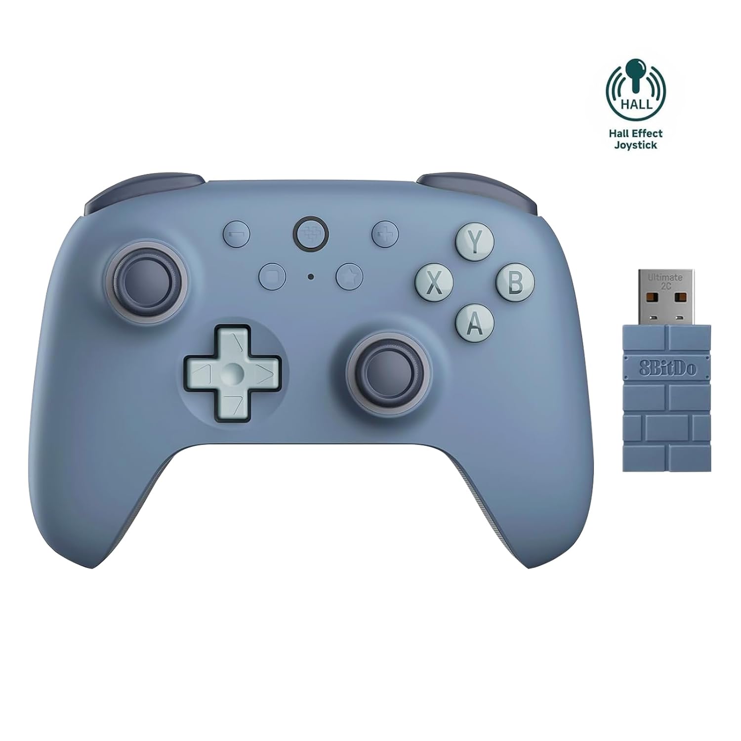 8Bitdo Ultimate 2C Wireless Controller for Windows PC and Android, with 1000Hz Polling Rate, Hall Effect Joysticks and Hall Triggers, and Remappable L4/R4 Bumpers, Turbo Function (Dark Blue)