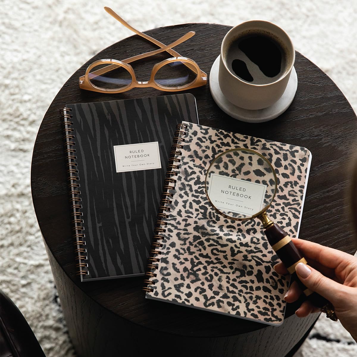 PAPERORA A5 Spiralli Karton Kapak Çizgili Okul Defteri 80 yaprak 2'li Set - Ders Programlı - Leopar