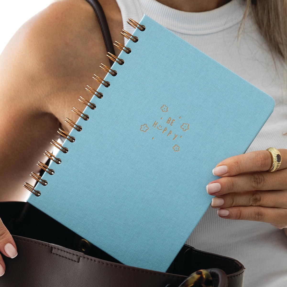 PAPERORA A5 Spiralli Sert Kapak Keten Düz Çizgisiz Tarihsiz Not Defteri Mavi