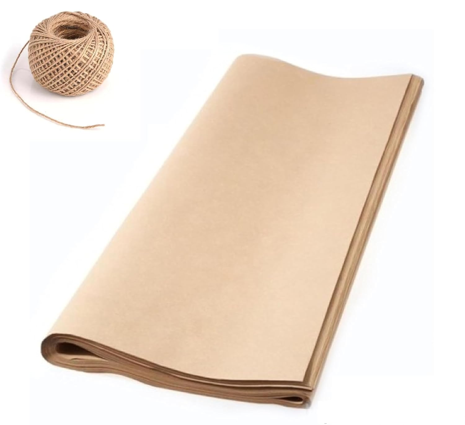 Fark Tanıtım Kraft Kağıt Çeyiz Paketleme Kağıdı Ambalaj Kağıdı Paketleme Kağıdı Hediye Paketleme Kağıdı 15 Adet ve 100 Metre Jüt İp (Kahverengi, 70cmx100cm)
