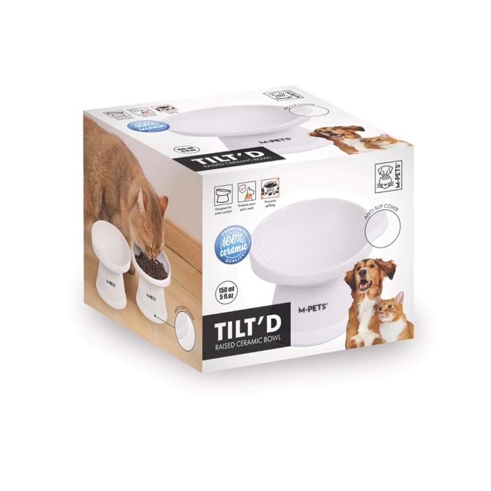 M-PETS TILTD SERAMİK MAMA KABI 150ML WHİTE
