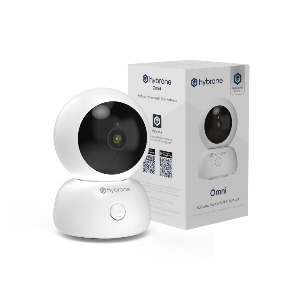 Hybrone Omni Wi-Fi Akıllı Kamera, 360 Derece Görüntüleme, Akıllı Hareket Takibi, Ses Algılama, Çift Yönlü Sesli Görüşme, Uzaktan Kontrol