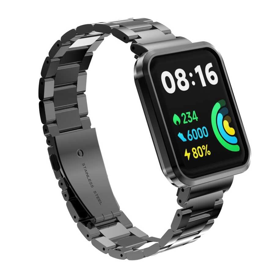 Zore Xiaomi İle Uyumlu Redmi Watch 2 Lite KRD-60 Metal Kordon Siyah