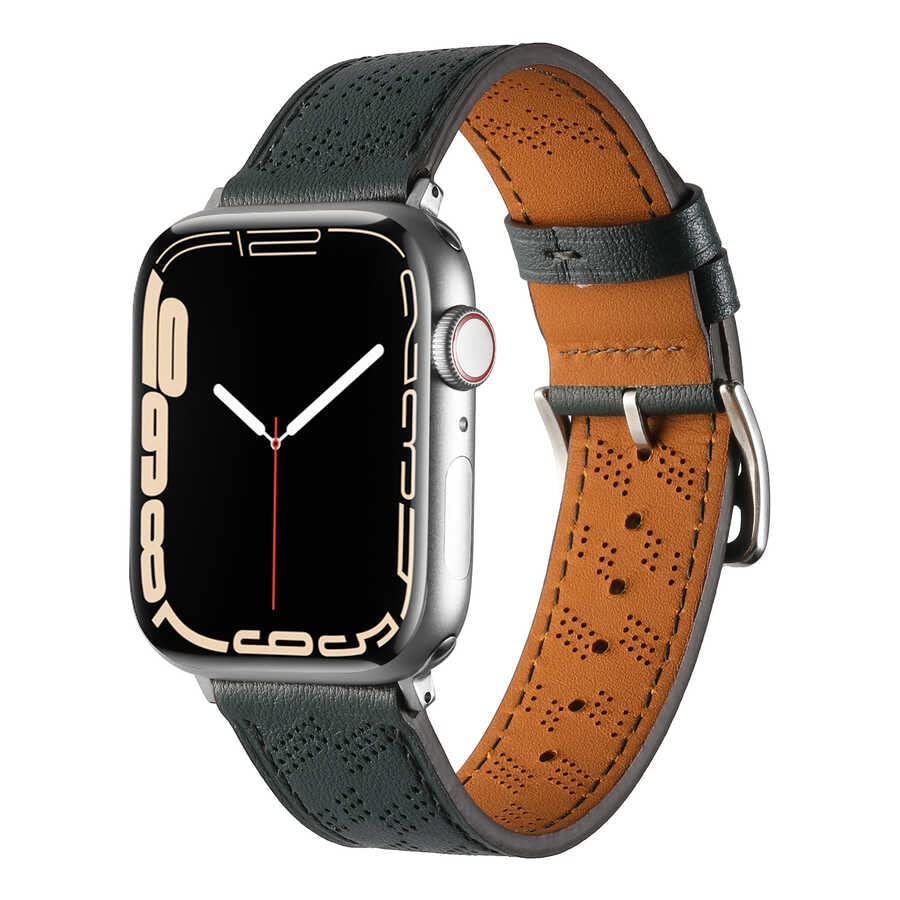 Zore ​​​Apple İle Uyumlu Watch 38mm/40mm KRD-76 PU Deri Kordon Strap Kayış Lacivert