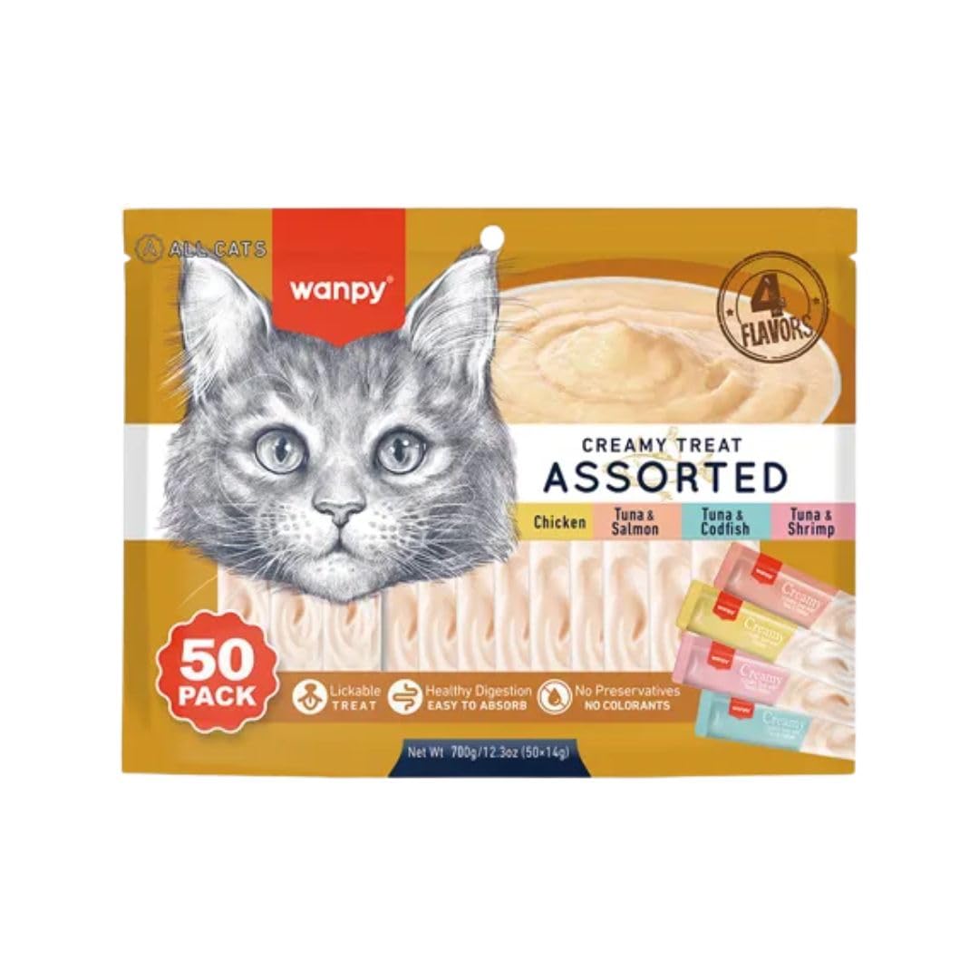 Wanpy Karışık Dört Lezzetli Krema Kedi Ödülü, 50x14 Gram