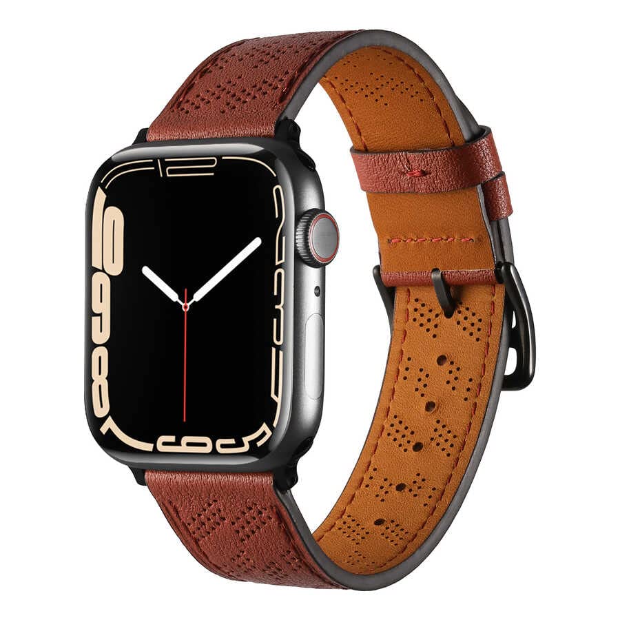 Zore ​​​Apple İle Uyumlu Watch 38mm/40mm KRD-76 PU Deri Kordon Strap Kayış Mürdüm